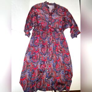 Vintage Pedestal Paisley Button Down Dress